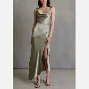 Bec + Bridge Dress cowl asymmetrical maxi womens Green (size 8) wedding formal
